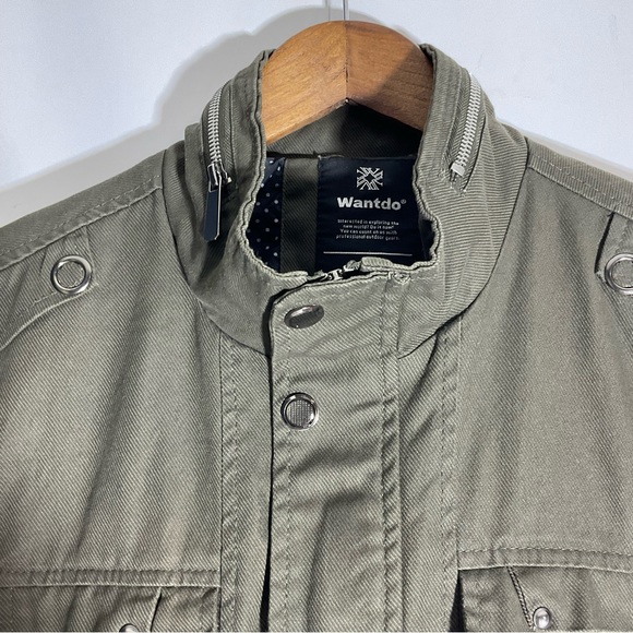 Wantdo Men’s Stand Collar Cotton Military Coat Army Green Five Pockets Size SM - Picture 4 of 16